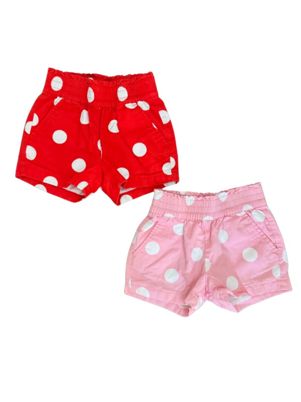 Hanna Andersson Girls Polka Dot Cotton Shorts Bundle Size 3 Red Pink
